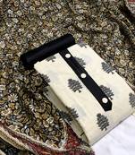 VredeVogel Black Khadi cotton  Unstiched Dress Materials