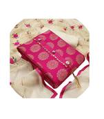 VredeVogel Pink Banarasi Jacquard   Unstiched Dress Materials