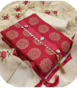 VredeVogel Red Banarasi Jacquard   Unstiched Dress Materials