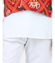 white Patan Patola Jacket Kurta Pajama 3 piece set