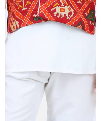 white Patan Patola Jacket Kurta Pajama 3 piece set 2