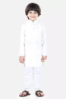 white Patan Patola Jacket Kurta Pajama 3 piece set