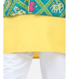 yellow Patan Patola Jacket Kurta Pajama 3 piece set
