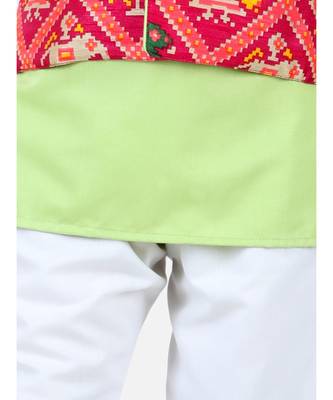 green Patan Patola Jacket Kurta Pajama 3 piece set 2