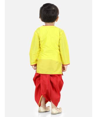 yellow Boys Front Open Full Sleeve Dhoti Kurta 2