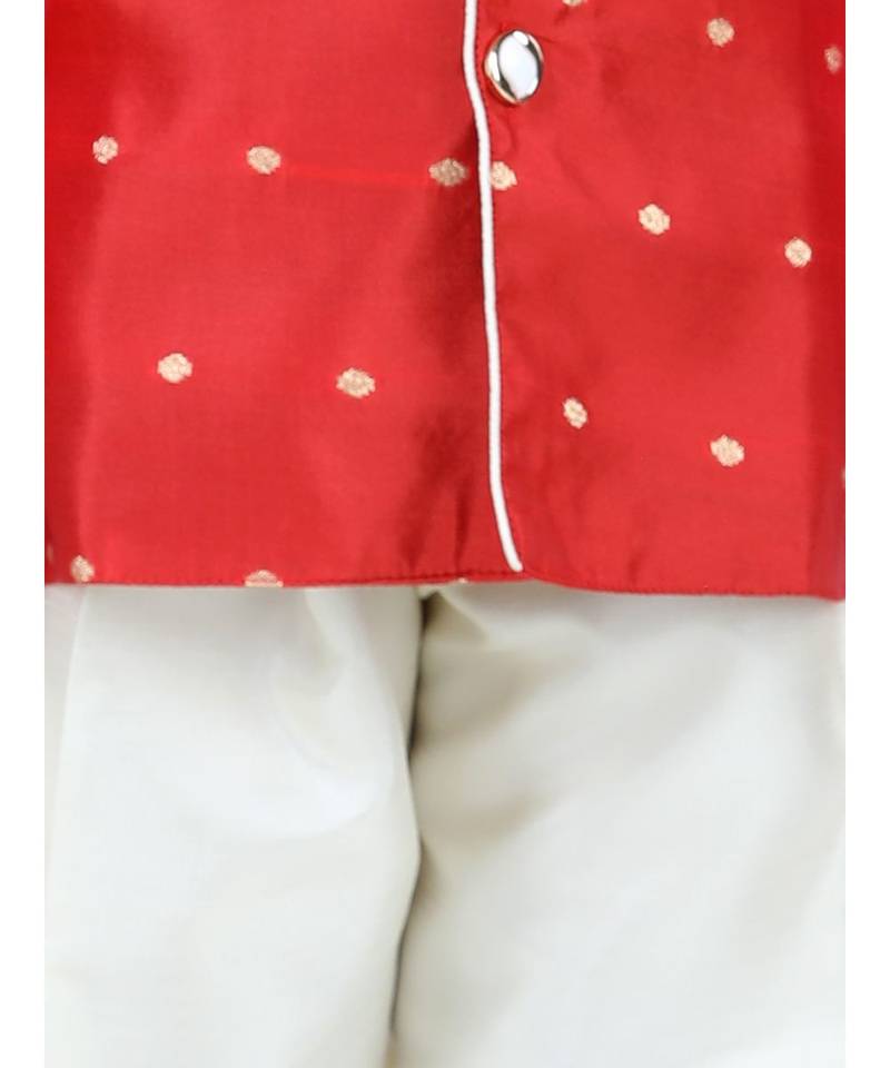 Red Jacquard stitched printed   sherwani