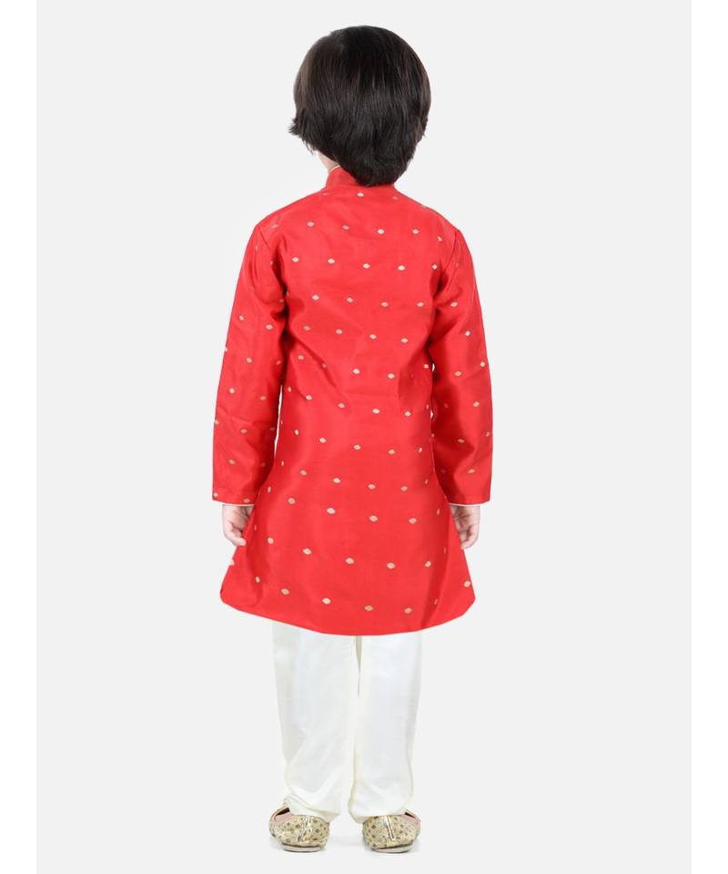Red Jacquard stitched printed   sherwani