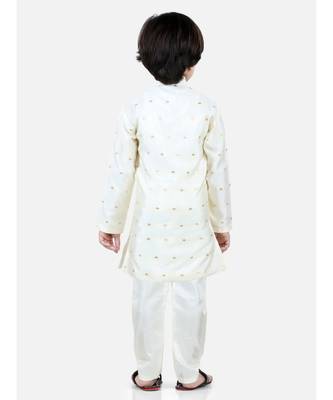 White Jacquard stitched printed   sherwani 3