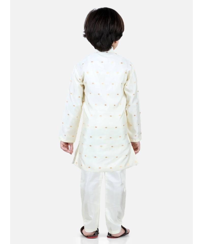 White Jacquard stitched printed   sherwani