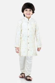 White Jacquard stitched printed   sherwani