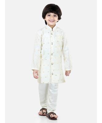 White Jacquard stitched printed   sherwani 1