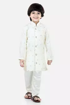 White Jacquard stitched printed   sherwani