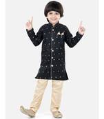 Black Jacquard stitched printed   sherwani