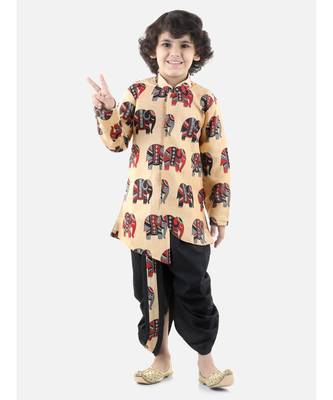 Black Silk  stitched printed   sherwani &   dhoti 3