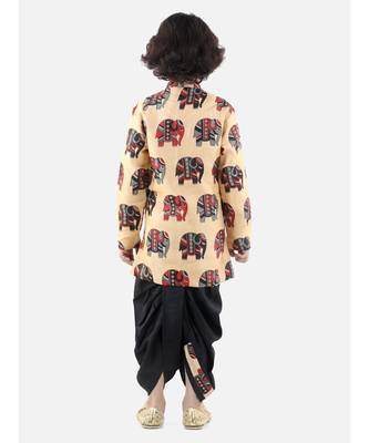 Black Silk  stitched printed   sherwani &   dhoti 4