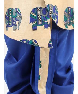 Blue Silk  stitched printed   sherwani &   dhoti 3