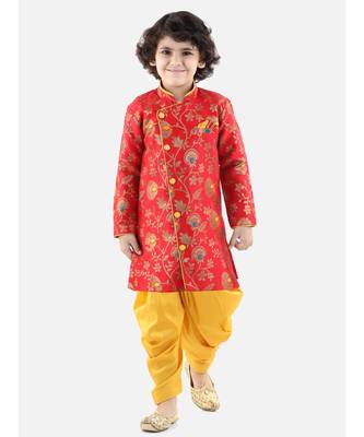 Red Jacquard stitched printed   sherwani 1