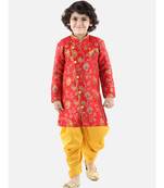 Red Jacquard stitched printed   sherwani