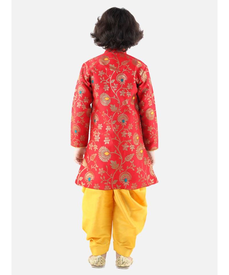 Red Jacquard stitched printed   sherwani