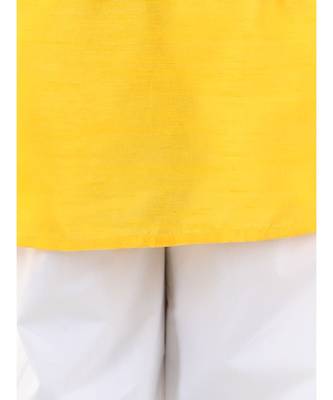 yellow Jacquard Jacket Kurta Pajama 3 Piece Set 3