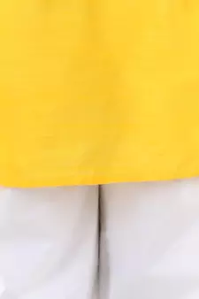 yellow Jacquard Jacket Kurta Pajama 3 Piece Set