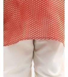 Red Silk  stitched printed   kurta &   pyjama