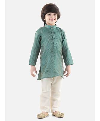 Green Silk  stitched printed   kurta &   pyjama 1