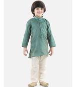 Green Silk  stitched printed   kurta &   pyjama