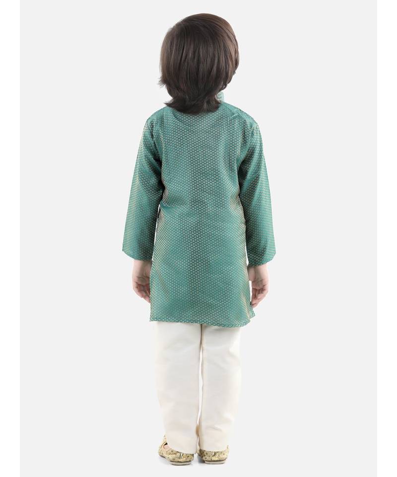Green Silk  stitched printed   kurta &   pyjama