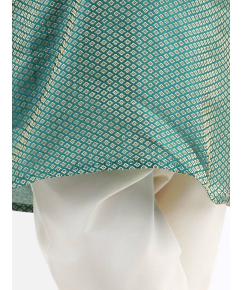 Green Silk  stitched printed   kurta &   pyjama