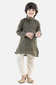 Black Silk  stitched printed   kurta &   pyjama