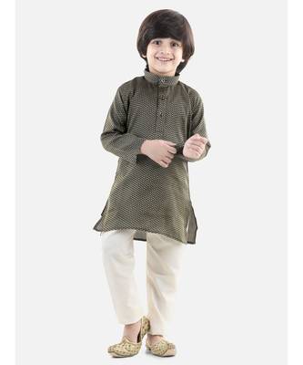 Black Silk  stitched printed   kurta &   pyjama 1