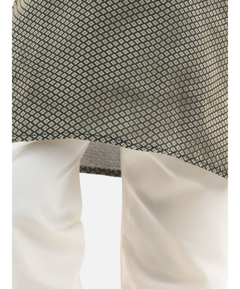 Black Silk  stitched printed   kurta &   pyjama