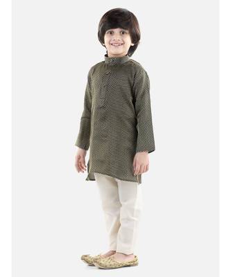 Black Silk  stitched printed   kurta &   pyjama 3