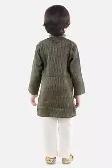 Black Silk  stitched printed   kurta &   pyjama