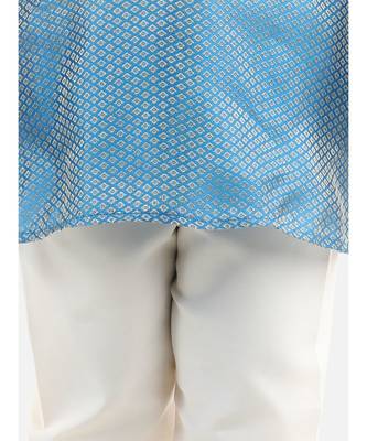 Blue Silk  stitched printed   kurta &   pyjama 2