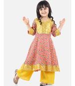 Pink Cotton stitched printed  anarkali