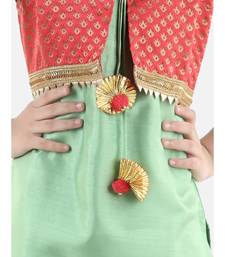 Green Silk  stitched printed   GIRS suit with jacket