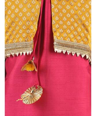 Pink Silk  stitched printed   GIRS suit with jacket 3