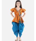 Orange Jacquard stitched printed   peplum &   dhoti