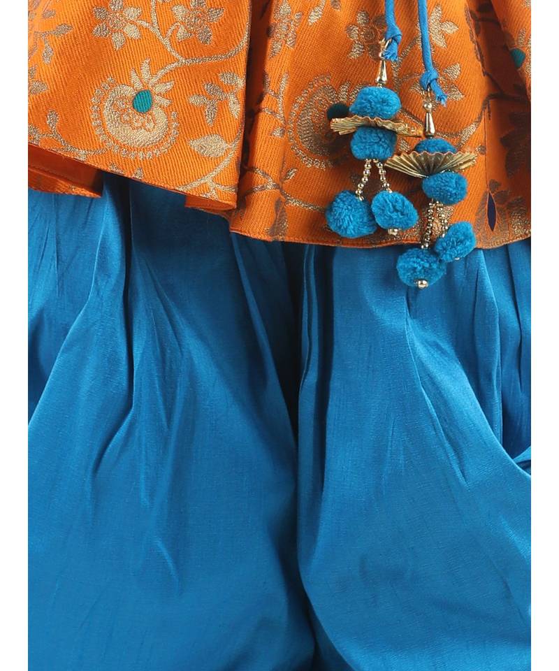 Orange Jacquard stitched printed   peplum &   dhoti