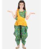 Yellow Silk  stitched printed   top &   dhoti