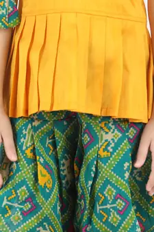 Yellow Silk  stitched printed   top &   dhoti