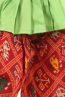 Green Silk  stitched printed   top &   dhoti