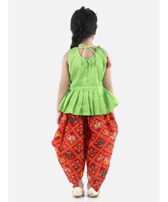 Green Silk  stitched printed   top &   dhoti 3