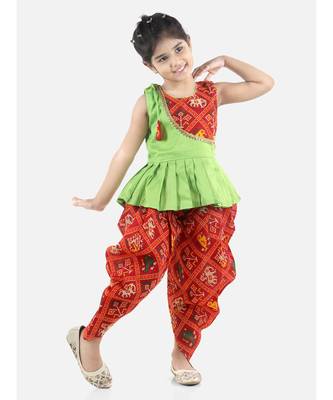 Green Silk  stitched printed   top &   dhoti 4