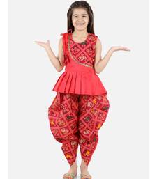 Pink Silk  stitched printed   top &   dhoti