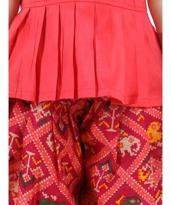 Pink Silk  stitched printed   top &   dhoti 3