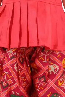 Pink Silk  stitched printed   top &   dhoti