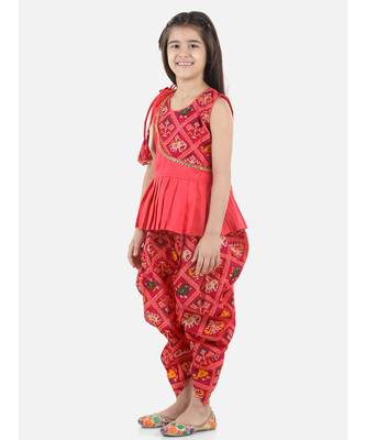 Pink Silk  stitched printed   top &   dhoti 4
